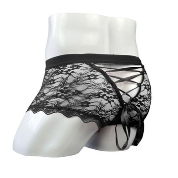 Men's Sexy Lace-Up Back Panties / Male Sissy Underwear with Floral Pattern - EVE's SECRETS